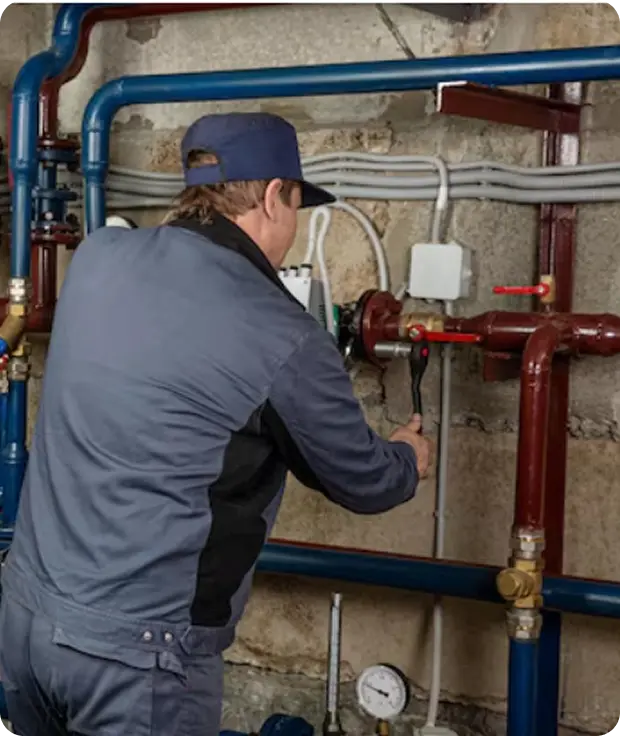 Employee working in Burst Pipe